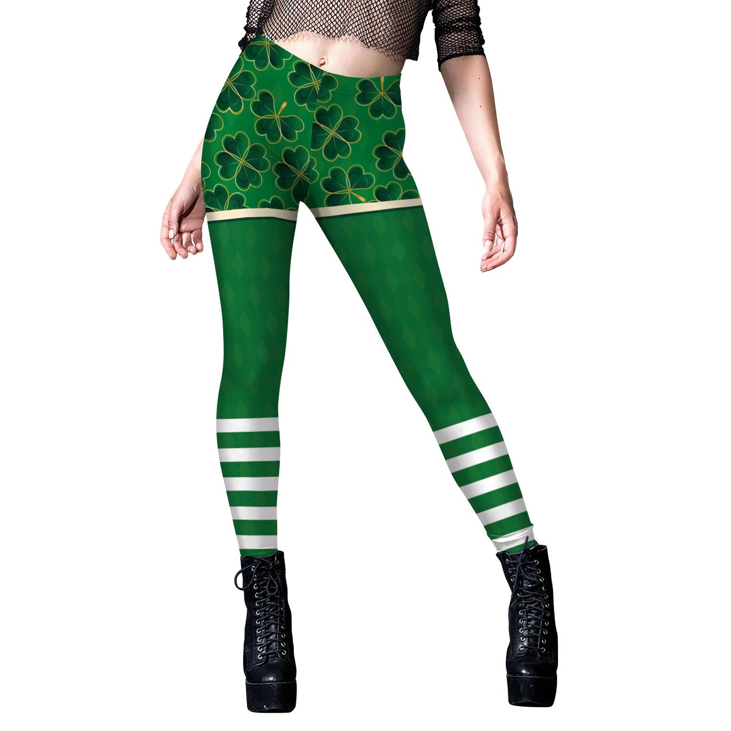 CURVE ESSENCE™Saint Patrick's Day Green Printed Leggings