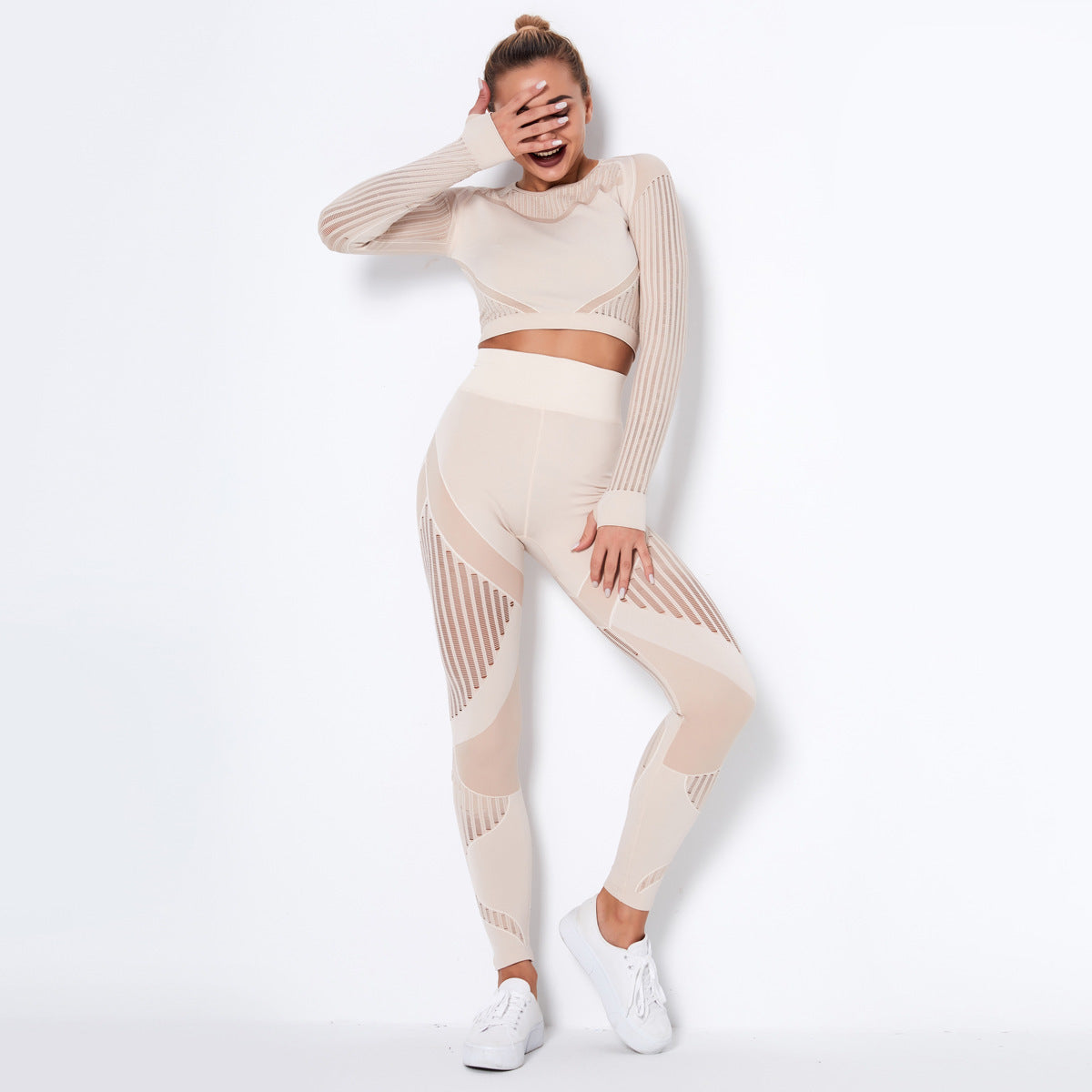 CURVE ESSENCE™Seamless Knitted Absorbent Yoga Long-Sleeved Suit Yoga Wearsuit