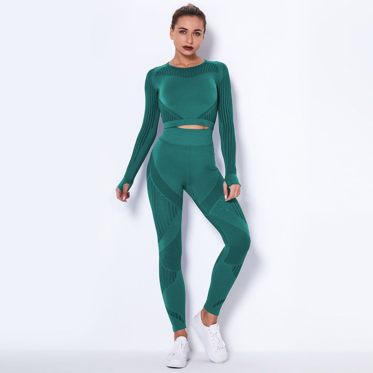 CURVE ESSENCE™Seamless Knitted Absorbent Yoga Long-Sleeved Suit Yoga Wearsuit