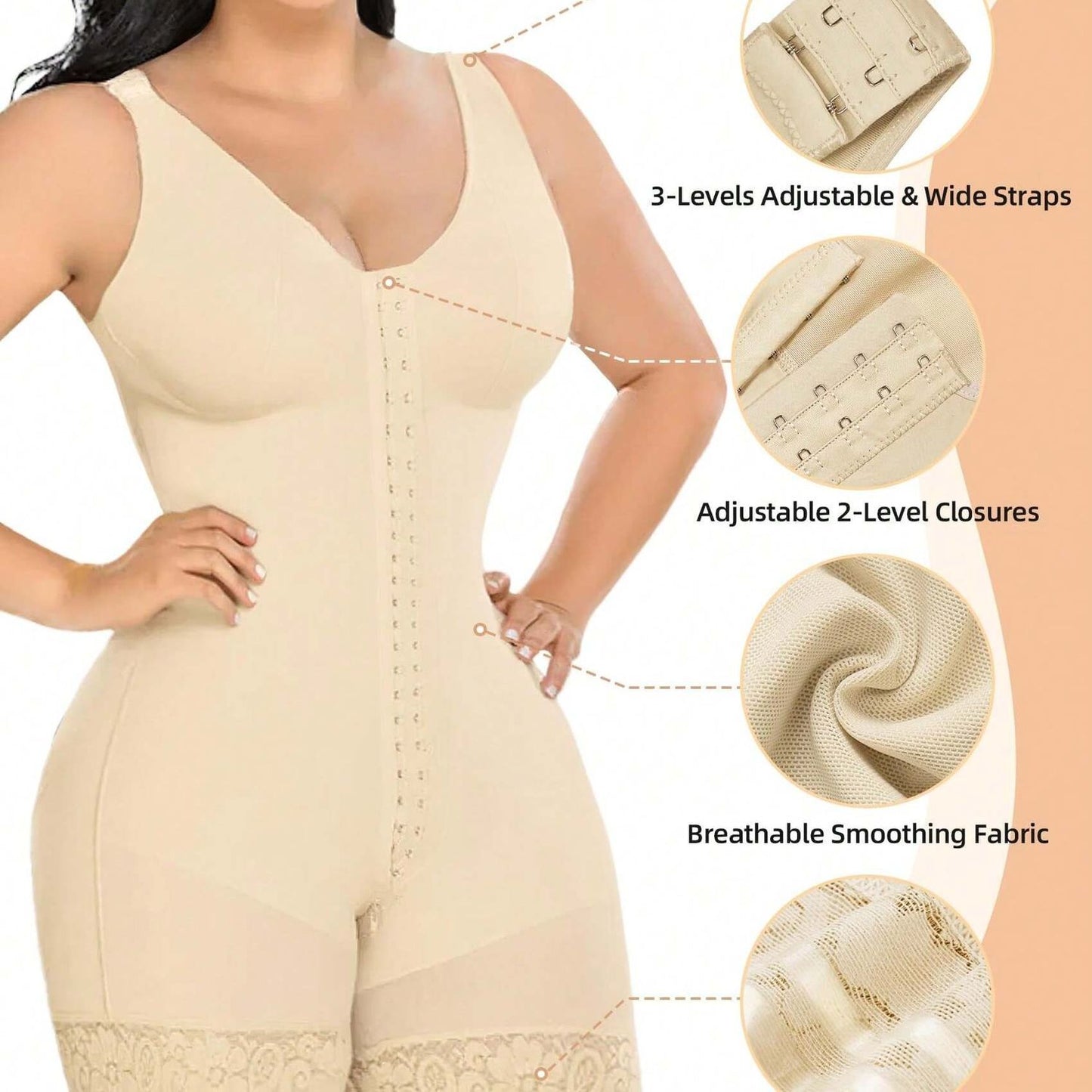 CURVE ESSENCE™Fajas Colombianas Women's Shapewear, Full Body Sculpting-Abdominal Control, Hip Lifter With Zipper Crotch