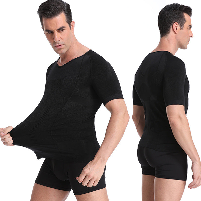 CURVE ESSENCE™140D Men's Vest Shapewear Body Toning T-Shirt - Slimming Body Shaper Corrective Posture Belly Control Compression