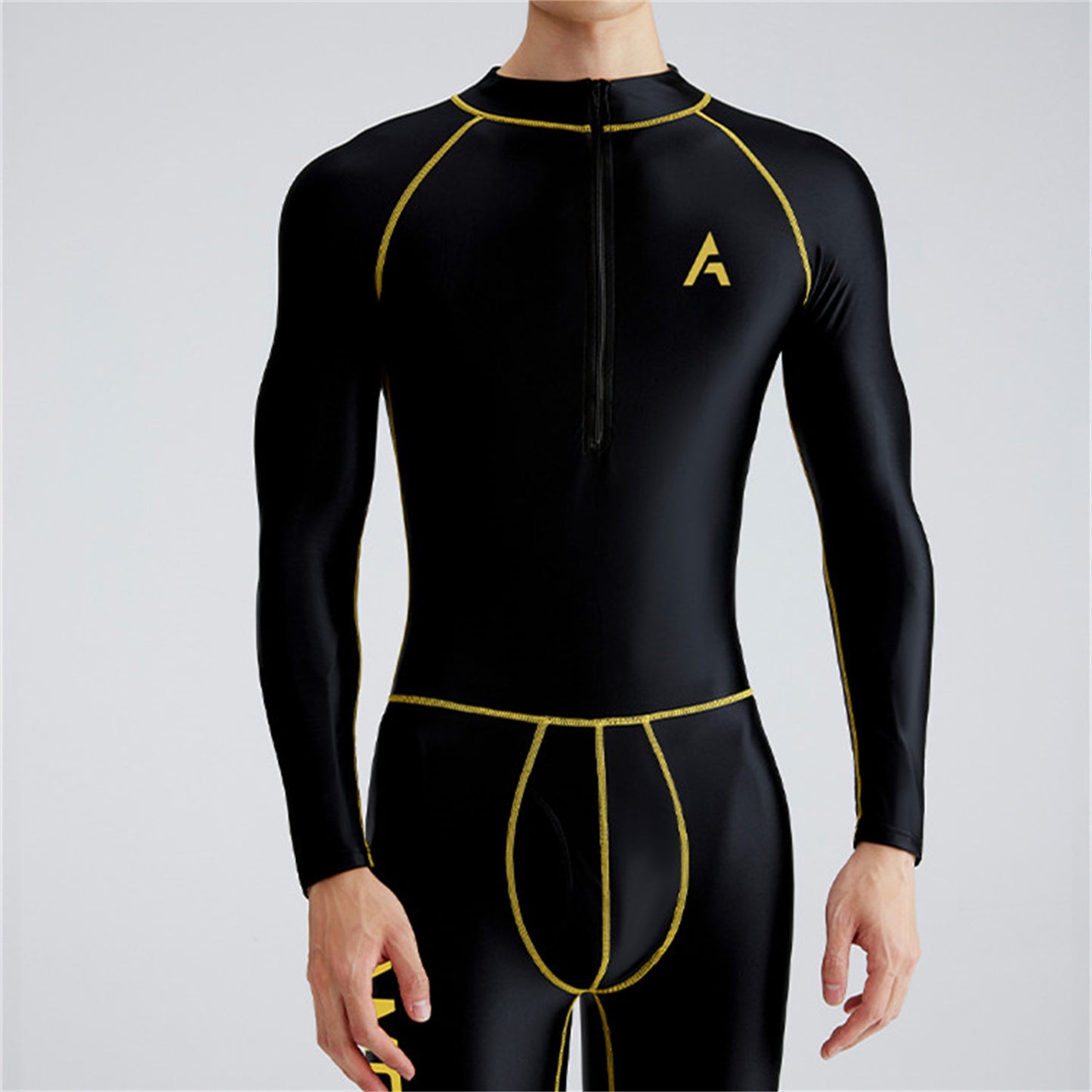 CURVE ESSENCE™Solid Color Front Zipper Long Sleeve Nine Minute Pants Versatile Jumpsuit