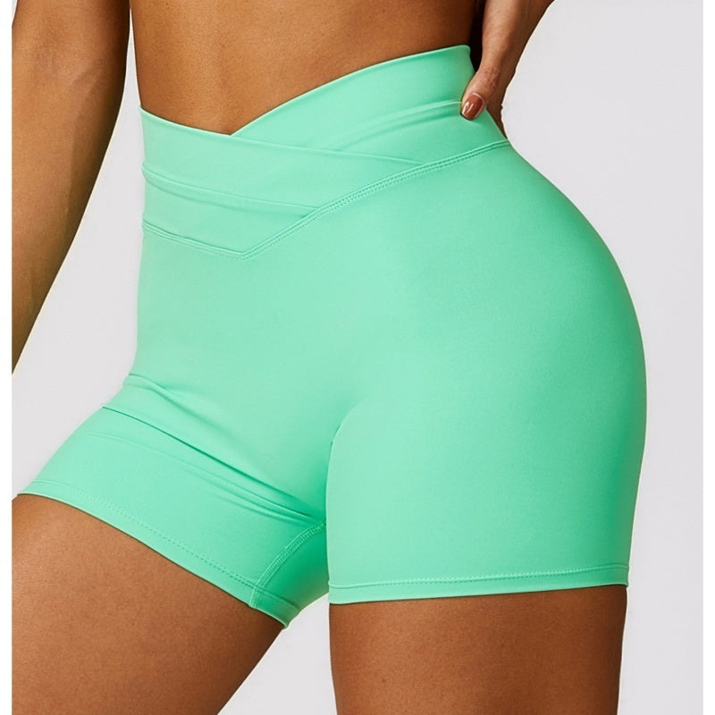 CURVE ESSENCE™Skinny Hip Raise Yoga Shorts Brushed Cross High-waisted Trousers