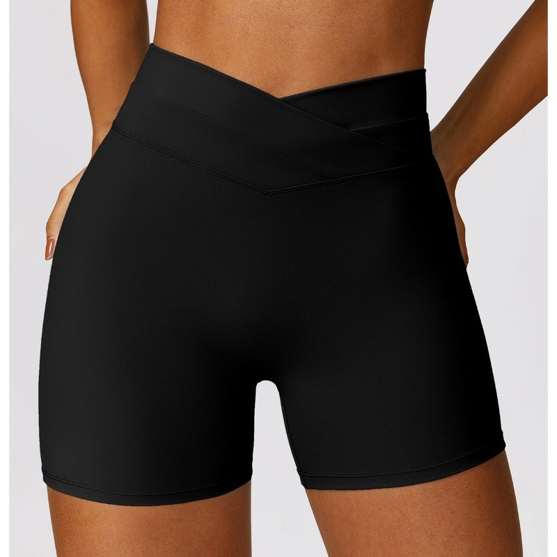 CURVE ESSENCE™Skinny Hip Raise Yoga Shorts Brushed Cross High-waisted Trousers