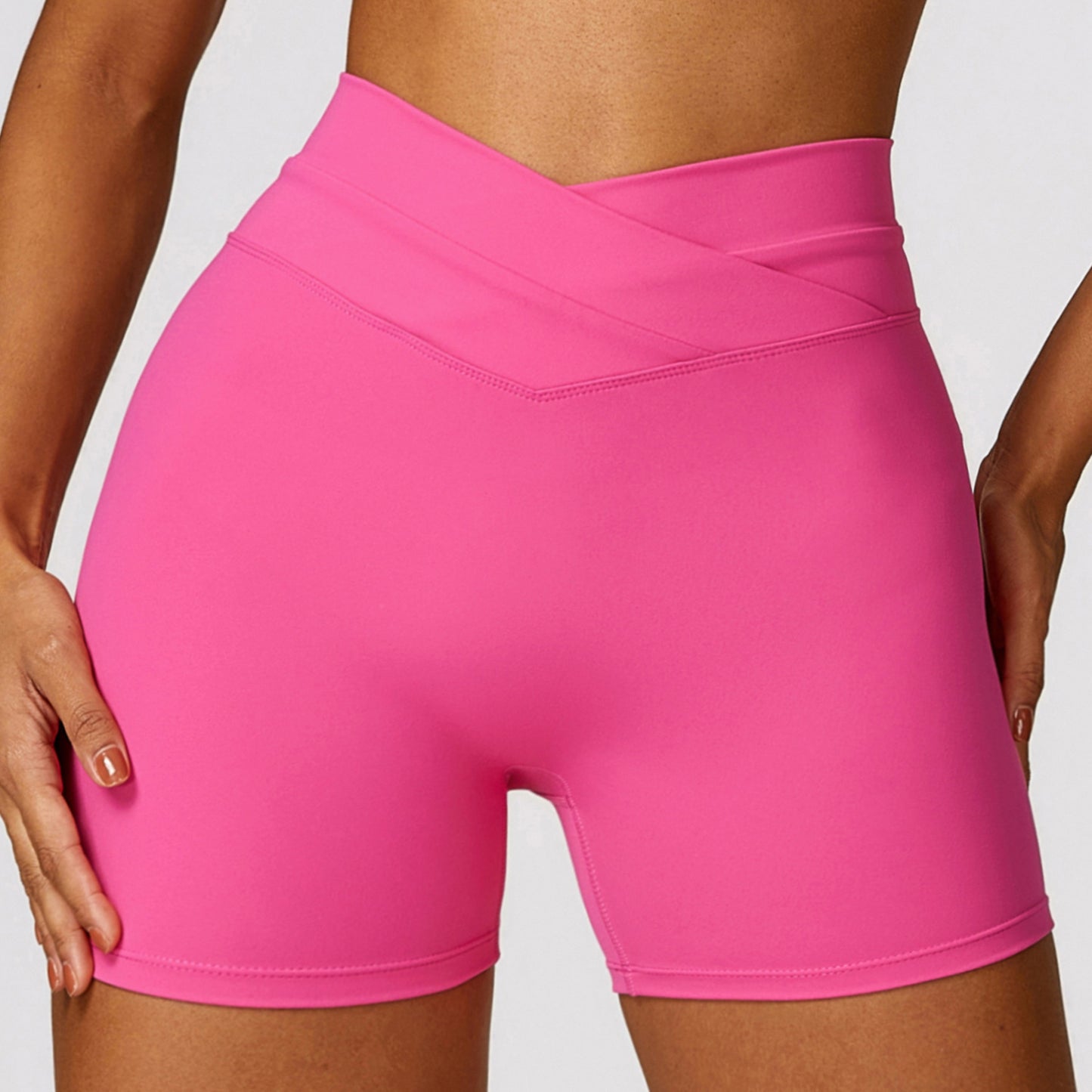 CURVE ESSENCE™Skinny Hip Raise Yoga Shorts Brushed Cross High-waisted Trousers