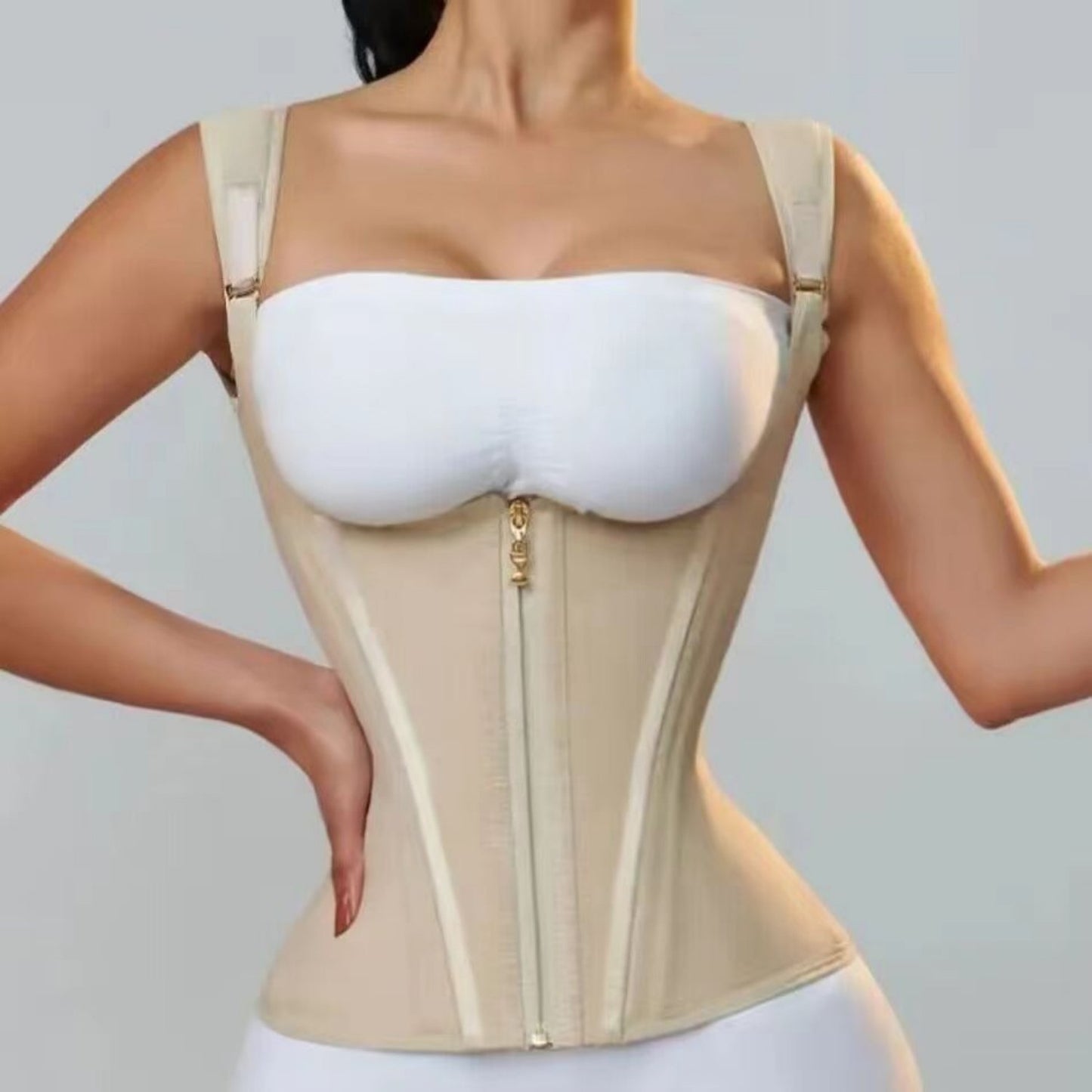 CURVE ESSENCE™Zipper Breasted Retro Shapewear Top