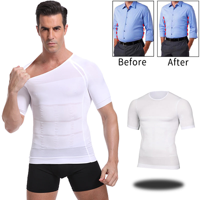 CURVE ESSENCE™140D Men's Vest Shapewear Body Toning T-Shirt - Slimming Body Shaper Corrective Posture Belly Control Compression