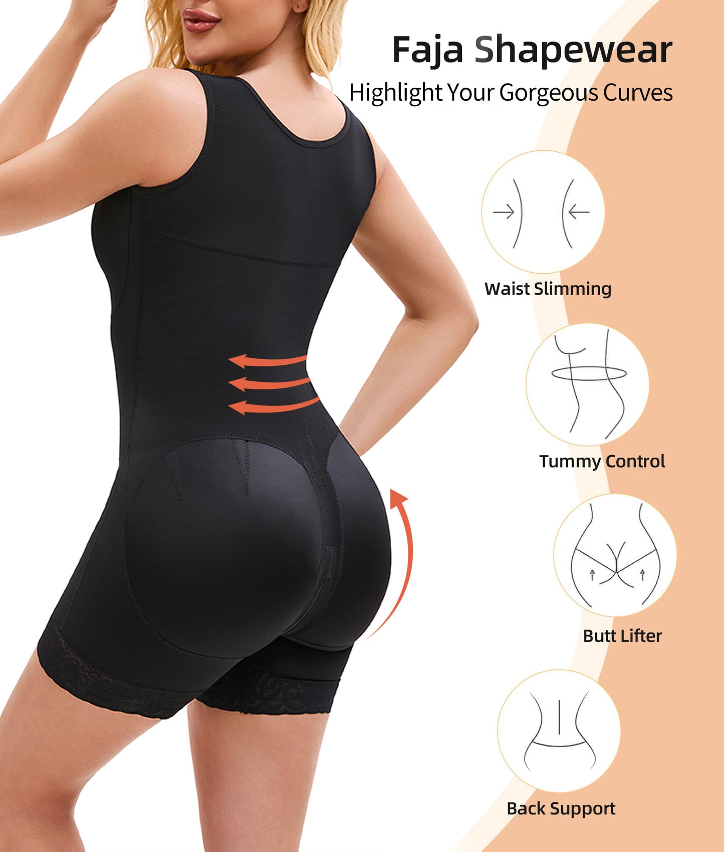 CURVE ESSENCE™Fajas Colombianas Shapewear Tummy Control Post Surgery Full Body Shaper Butt Lifter With Zipper Crotch
