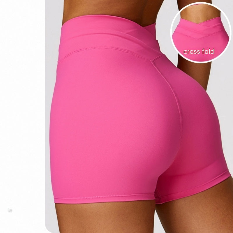 CURVE ESSENCE™Skinny Hip Raise Yoga Shorts Brushed Cross High-waisted Trousers