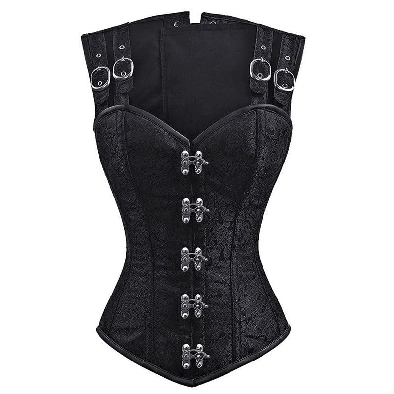 CURVE ESSENCE™Court Lace-Up Sleeveless Steel Double-Button Chain Shapewear