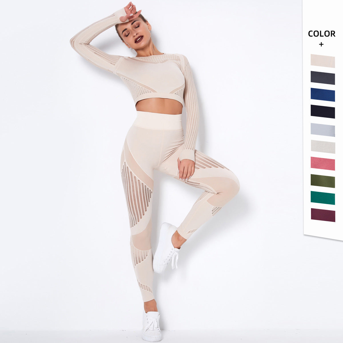 CURVE ESSENCE™Seamless Knitted Absorbent Yoga Long-Sleeved Suit Yoga Wearsuit