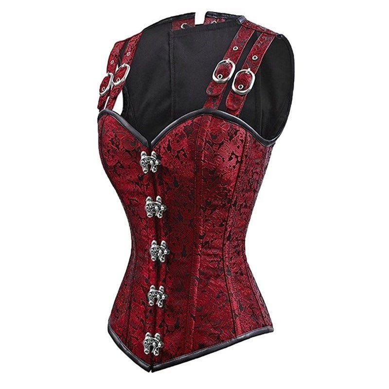 CURVE ESSENCE™Court Lace-Up Sleeveless Steel Double-Button Chain Shapewear