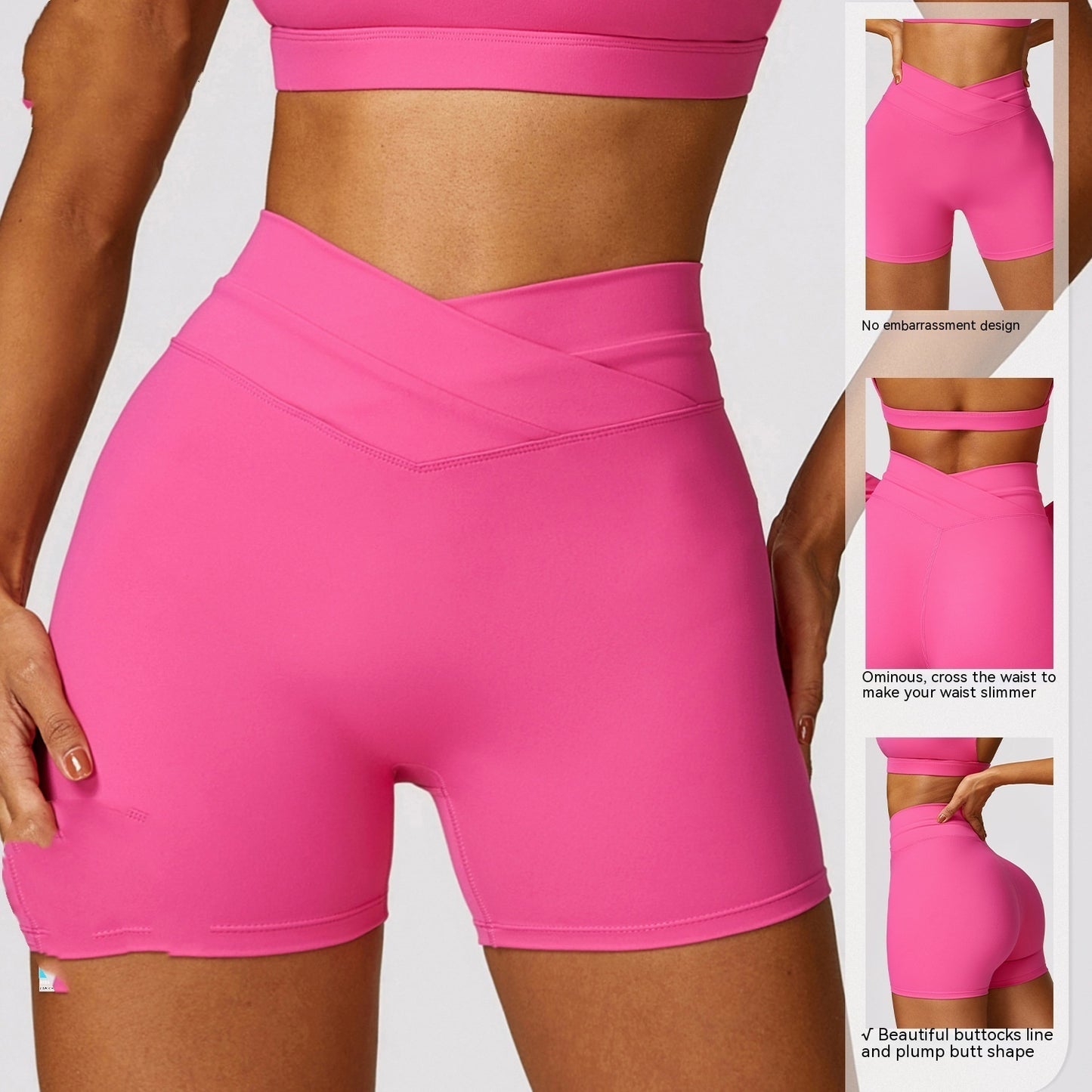 CURVE ESSENCE™Skinny Hip Raise Yoga Shorts Brushed Cross High-waisted Trousers