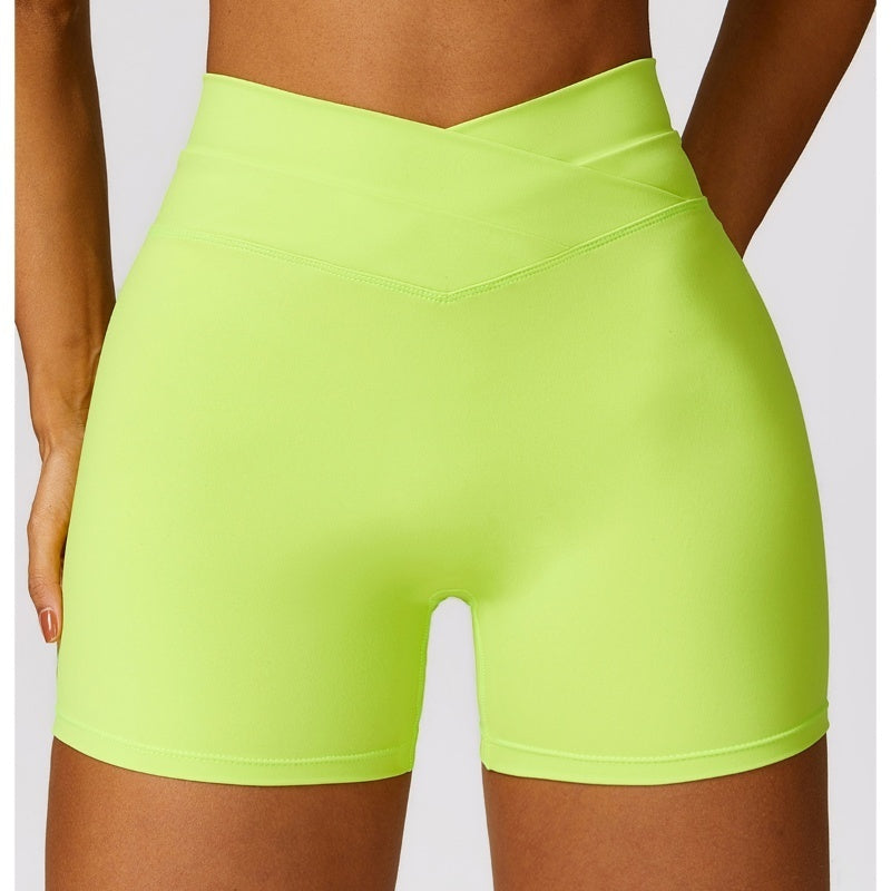 CURVE ESSENCE™Skinny Hip Raise Yoga Shorts Brushed Cross High-waisted Trousers