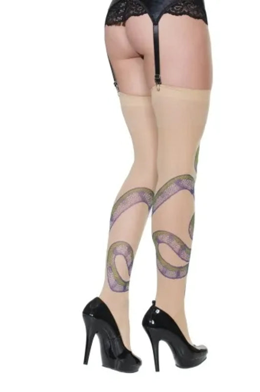 CURVE ESSENCE™Coquette Sheer Stocking with Snake Print