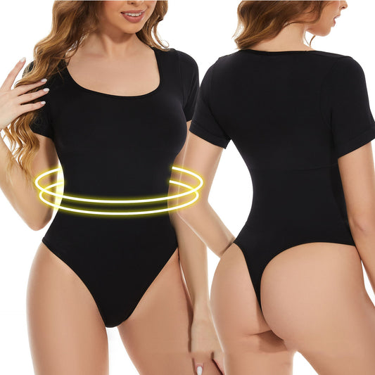 CURVE ESSENCE™Short Sleeve Seamless Shapewear One-piece T-back