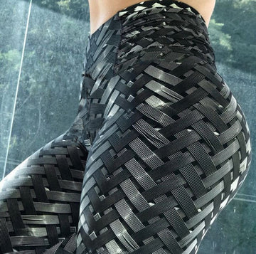 CURVE ESSENCE™High Waist Iron Weave Print Push Up Yoga Workout Leggings