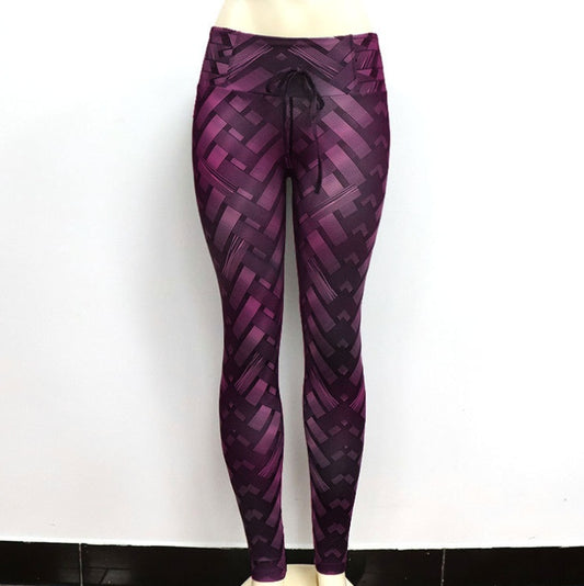 CURVE ESSENCE™High Waist Iron Weave Print Push Up Yoga Workout Leggings