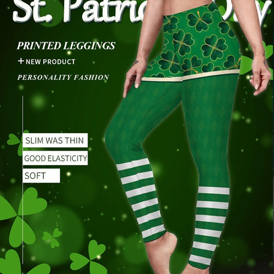 CURVE ESSENCE™Saint Patrick's Day Green Printed Leggings