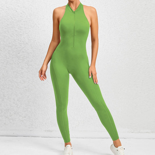 CURVE ESSENCE™Zippered Yoga Fitness Jumpsuit Sleeveless Tummy Control Stretch Shapewear Butt Lifting Sportswear